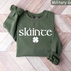 Slainte Shamrock Irish Crewneck Sweatshirt St Patricks Day Pub Party Outfit 17